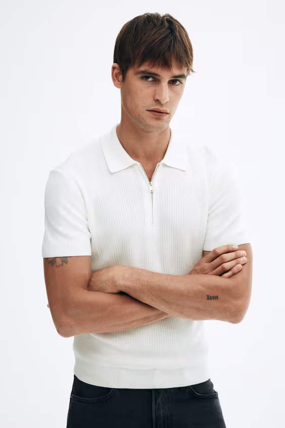 Поло с молнией slim fit