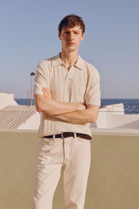 Поло из смеси льна с регулярной посадкой