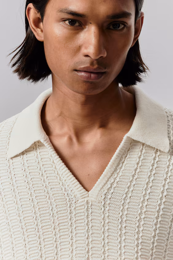 Поло из вязаной ткани с текстурой regular fit