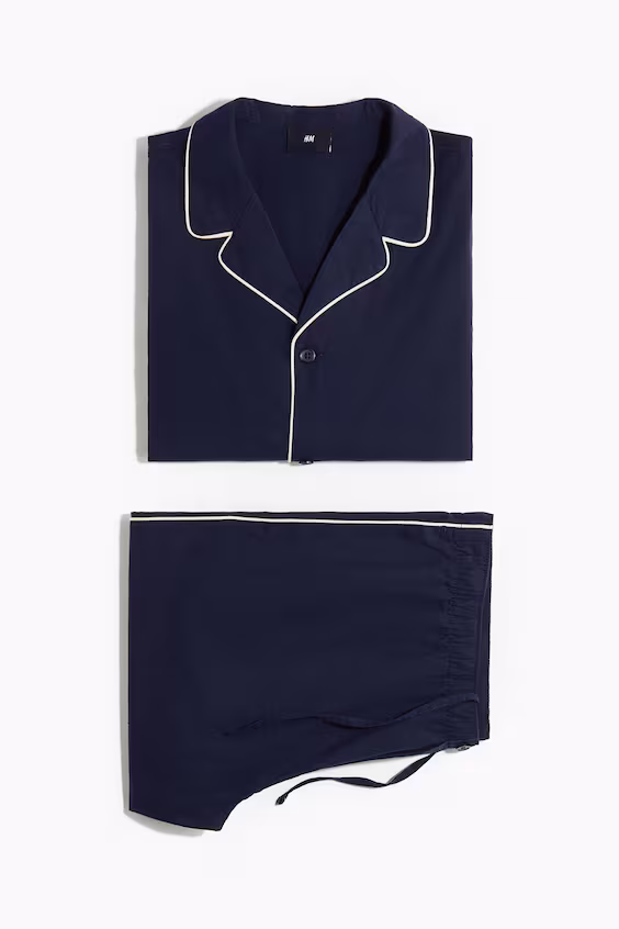 Пижама из рубашки и брюк из хлопка