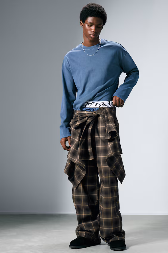 Пижамные брюки из фланели комфортного покроя