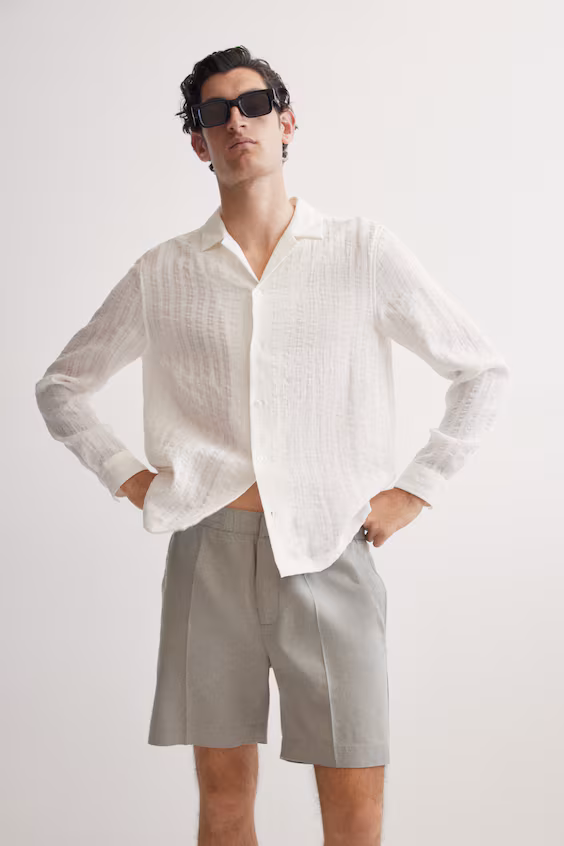 Шорты regular fit из смеси льна