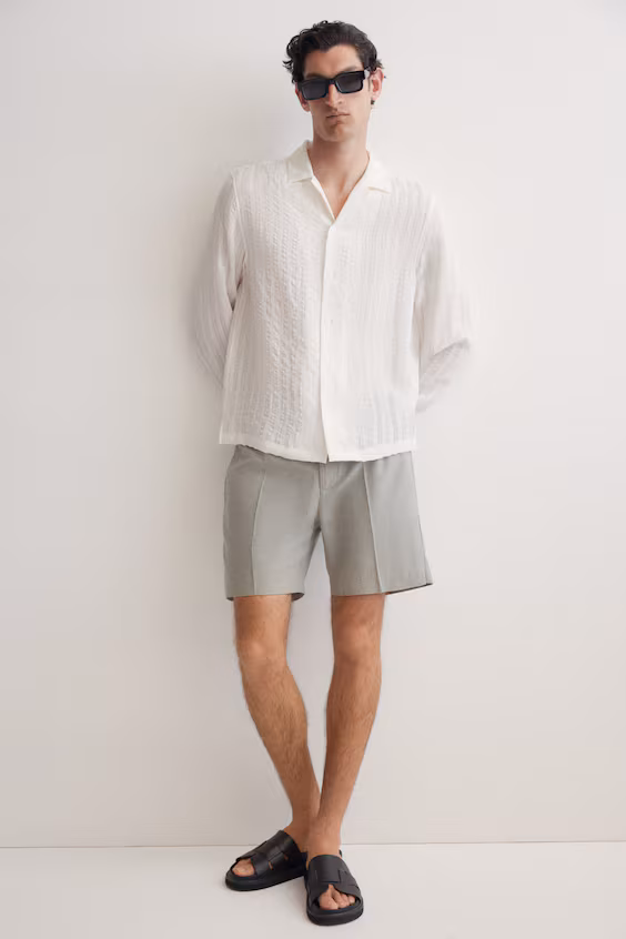 Шорты regular fit из смеси льна