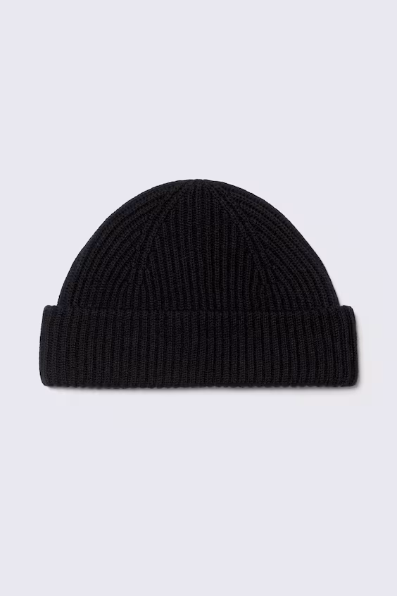 Шапка из вязаного шерстяного микса с отворотом