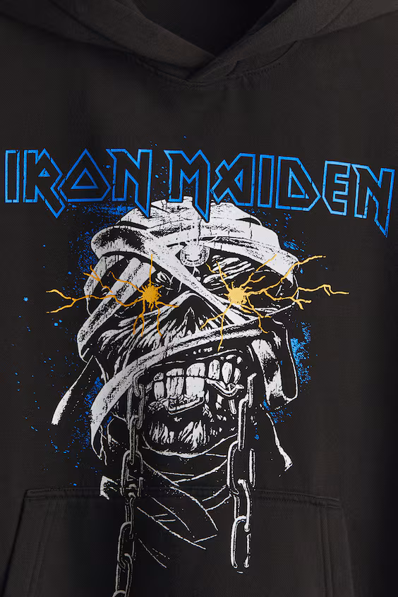 Толстовка с капюшоном и принтом свободного кроя в духе iron maiden