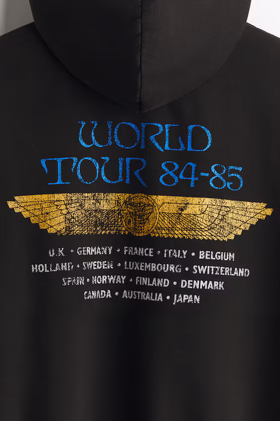 Толстовка с капюшоном и принтом свободного кроя в духе iron maiden