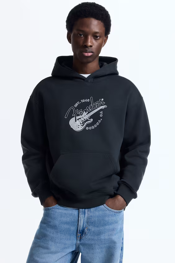 Толстовка с капюшоном и принтом оверсайз