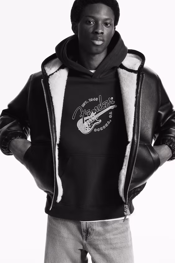 Толстовка с капюшоном и принтом оверсайз