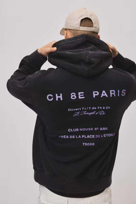 Толстовка с капюшоном и принтом оверсайз