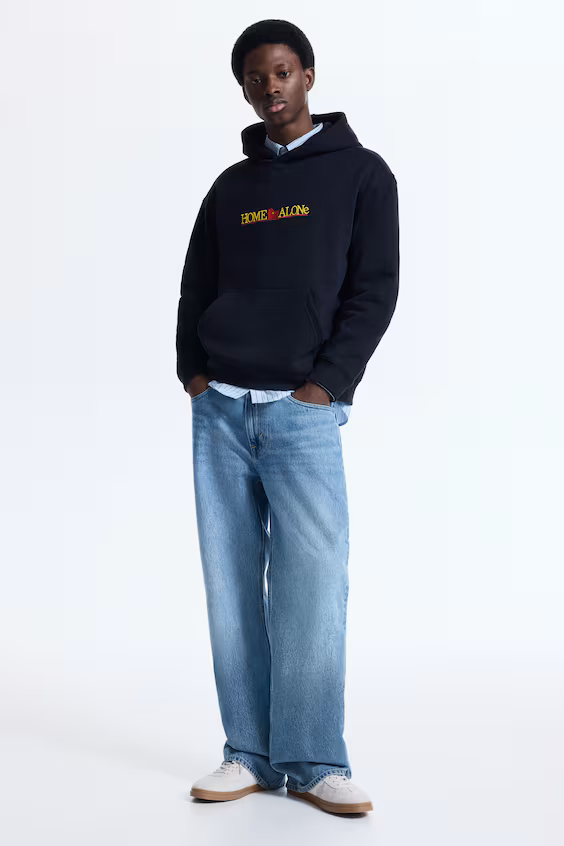 Толстовка с капюшоном и принтом оверсайз