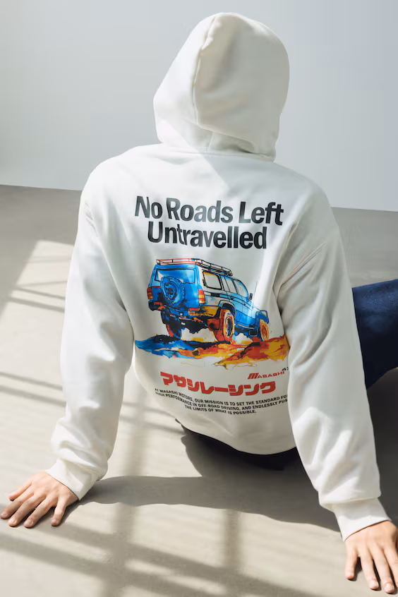 Толстовка с капюшоном и принтом свободного кроя