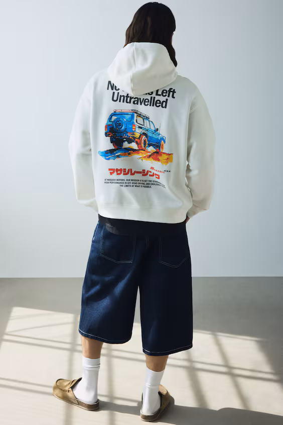 Толстовка с капюшоном и принтом свободного кроя