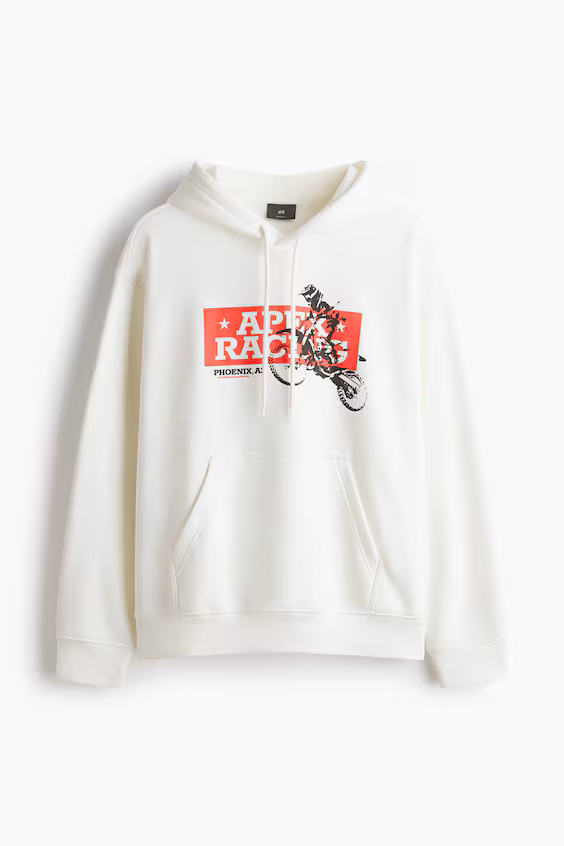 Толстовка с капюшоном и принтом свободного кроя