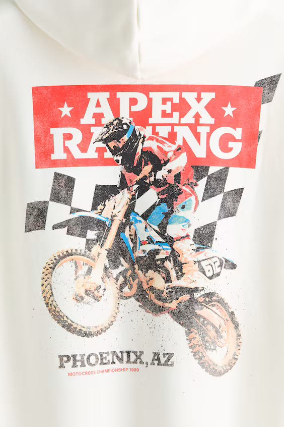 Толстовка с капюшоном и принтом свободного кроя