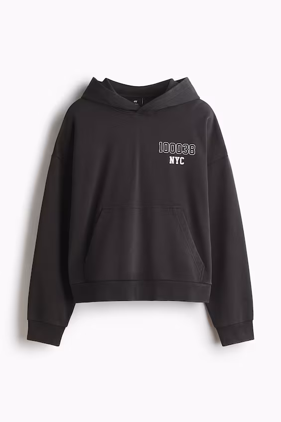 Толстовка с капюшоном и принтом оверсайз