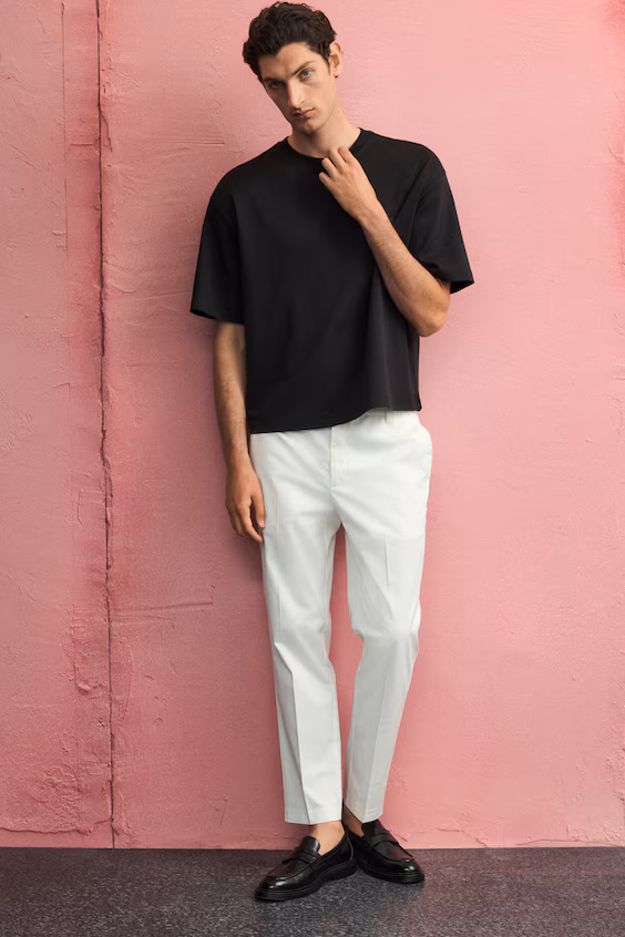 Брюки slim fit длиной до колена