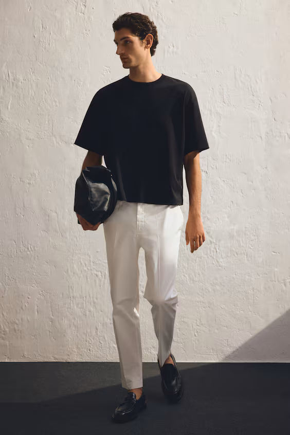 Брюки slim fit длиной до колена