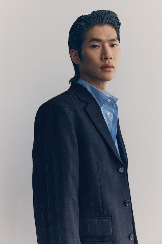 Длинное однобортное шерстяное пальто