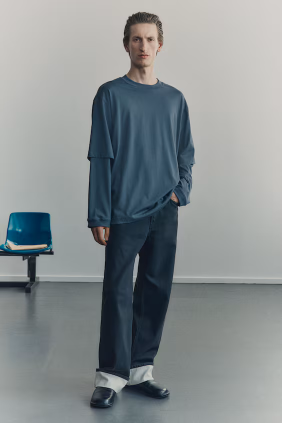 Свитер из хлопка пима с многослойностью