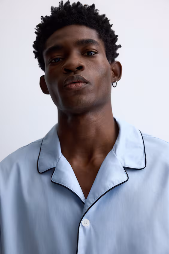 Пижама с рубашкой и брюками из хлопка