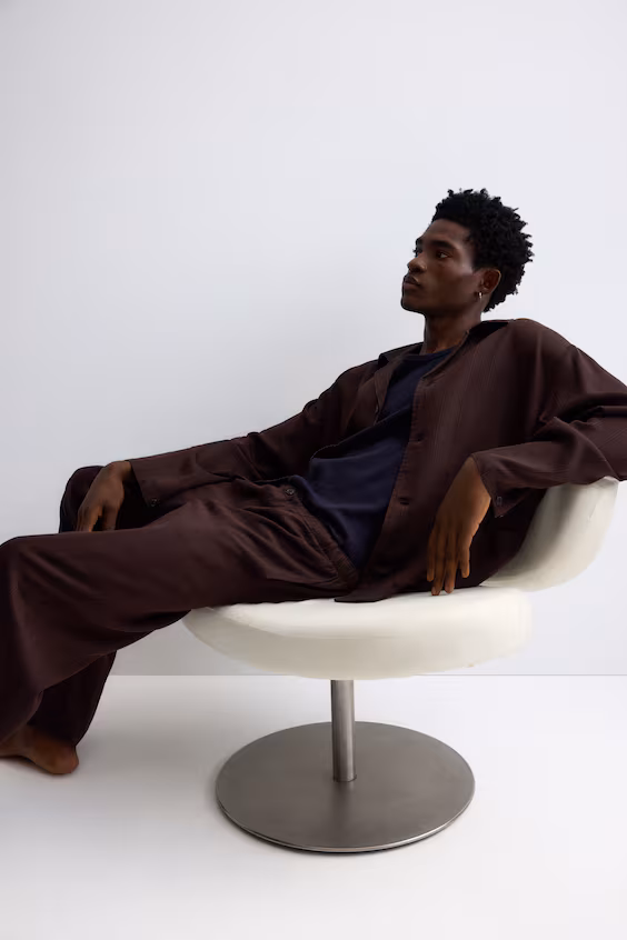 Пижама с рубашкой и брюками из лиоцелла