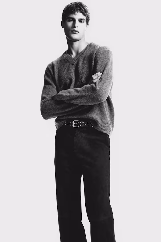 Брюки relaxed fit из замши