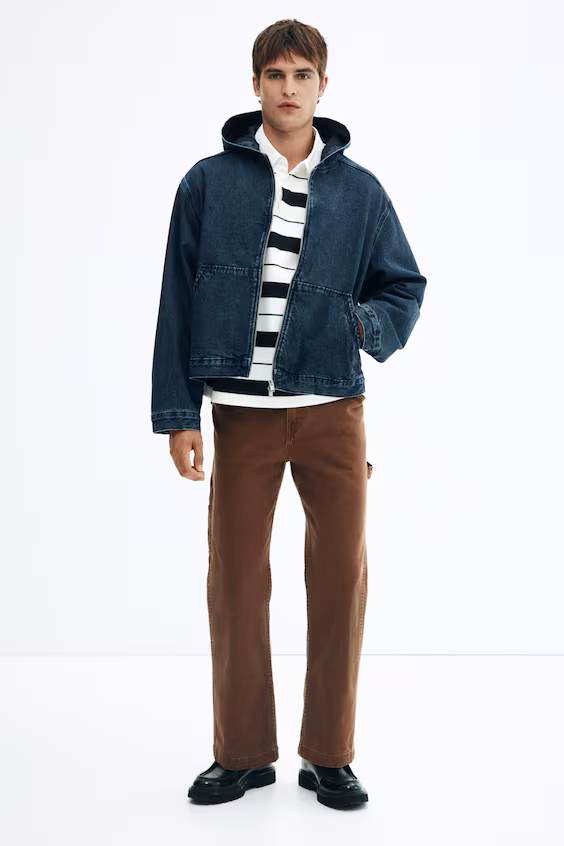 Джинсовый плащ с капюшоном loose fit