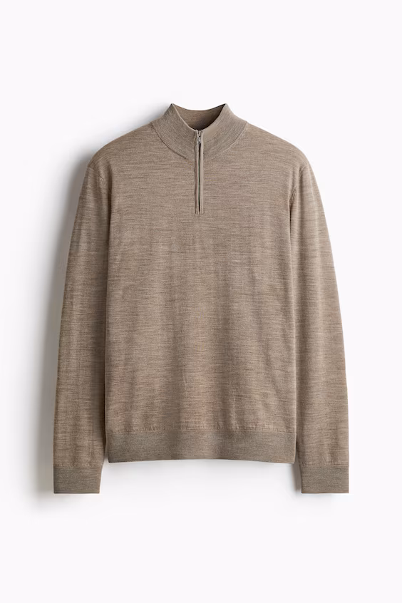 Свитер из мериносовой шерсти с молнией стандартного кроя