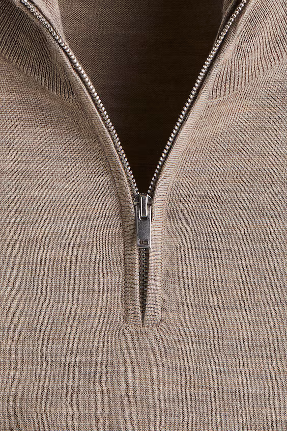 Свитер из мериносовой шерсти с молнией стандартного кроя