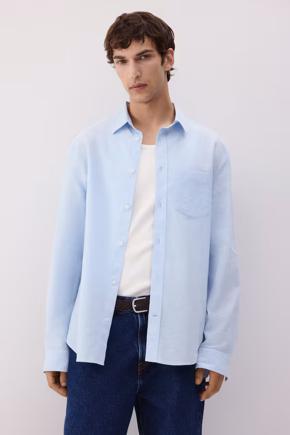 Рубашка из смеси льна regular fit
