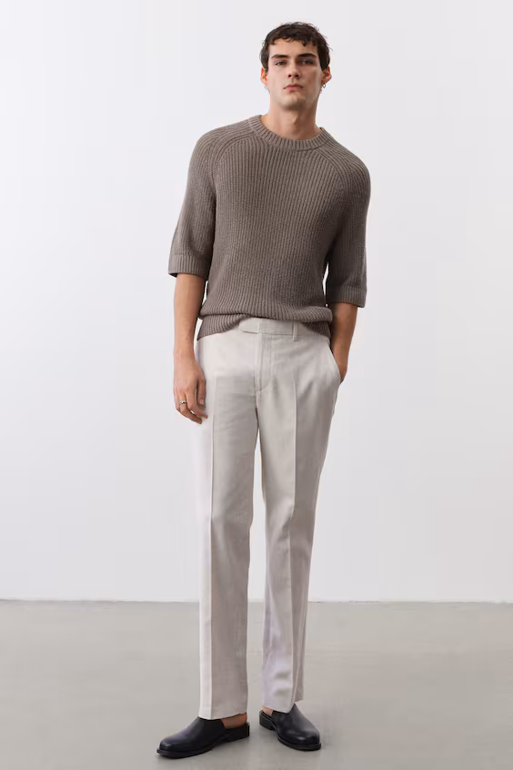 Классические брюки из смесового льна стандартного кроя