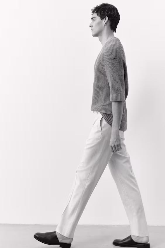 Классические брюки из смесового льна стандартного кроя