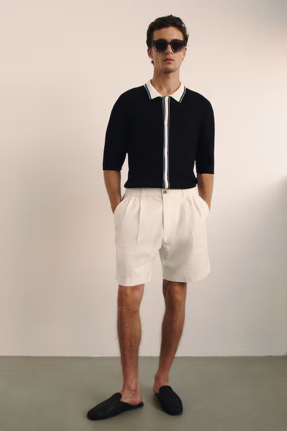 Шорты из смесового льна свободного кроя