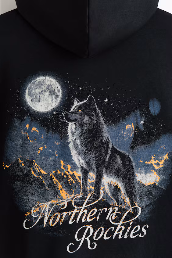 Свитшот с капюшоном и принтом комфортного кроя