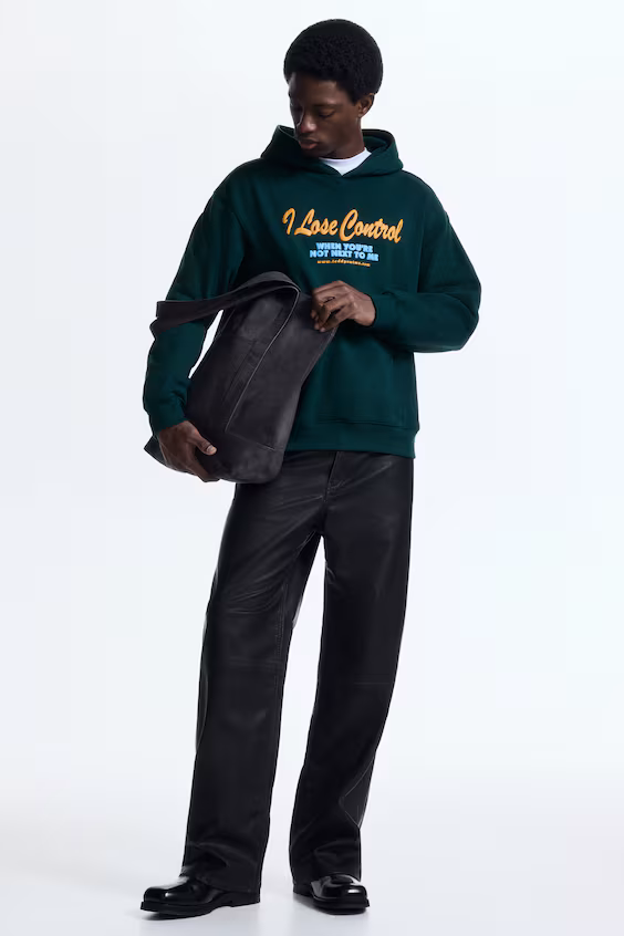 Худи с капюшоном и принтом loose fit