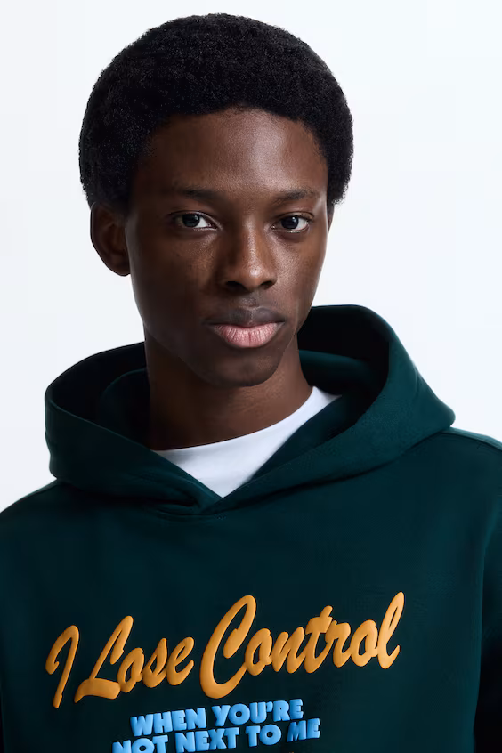 Худи с капюшоном и принтом loose fit