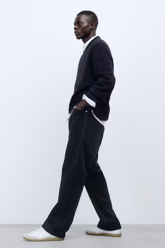 Брюки свободного покроя из вельвета