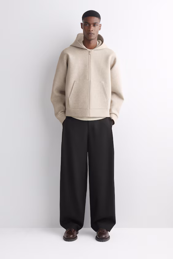 Оверсайз худи с застежкой-молнией из скруба-джерси