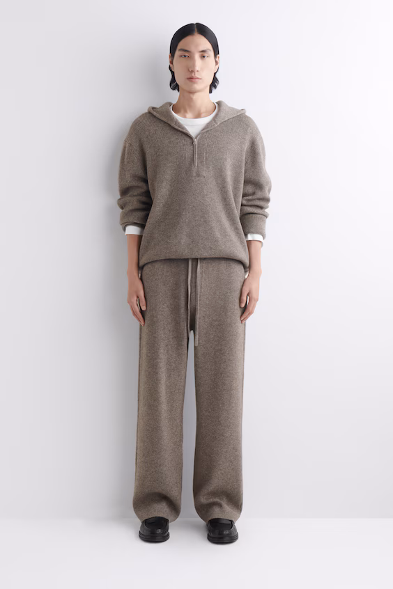 Свитер с молнией и капюшоном из мериносовой шерсти и яка