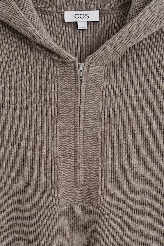 Свитер с молнией и капюшоном из мериносовой шерсти и яка