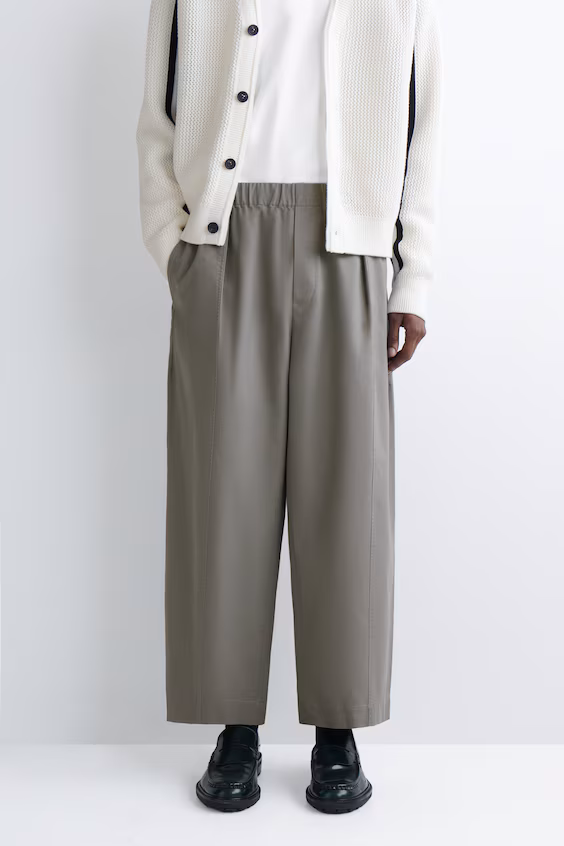 Брюки из хлопка укороченные с шаровидной набивной ногой