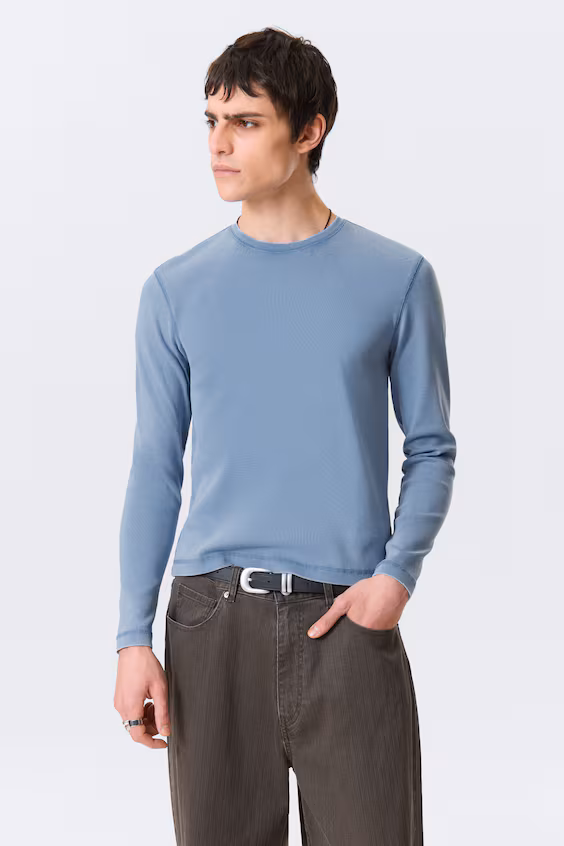 Рубчиковая футболка с длинным рукавом