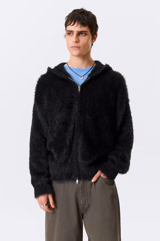 Плюшевая куртка на молнии с квадратным кроем