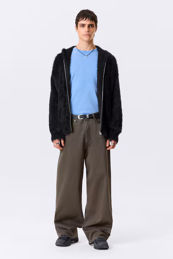 Плюшевая куртка на молнии с квадратным кроем