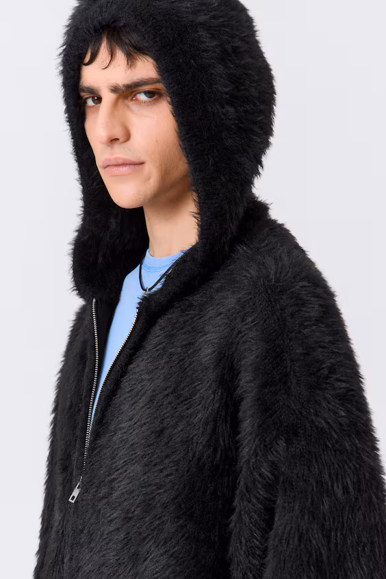 Плюшевая куртка на молнии с квадратным кроем