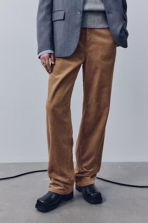 Брюки с 5 карманами из бархатистой ткани