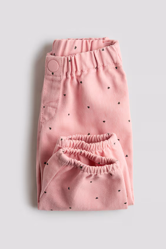 Принтованные брюки из хлопкового саржевого полотна