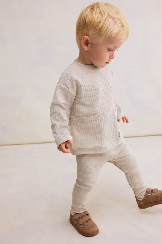 Комплект из 2 рубчиковых изделий из хлопка