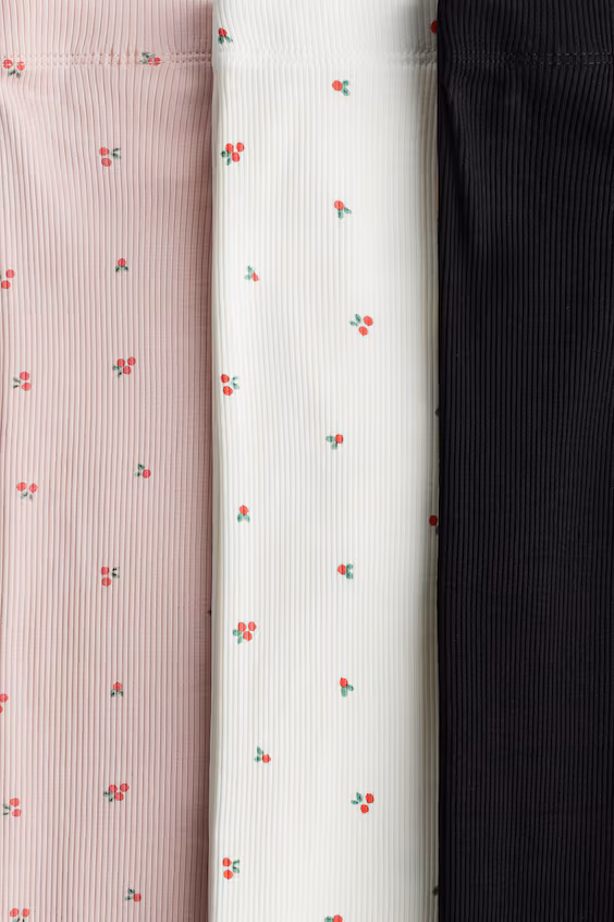 Набор из 3 пар лосин из ребристого хлопка