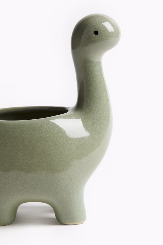 Керамическая глиняная ваза в форме динозавра